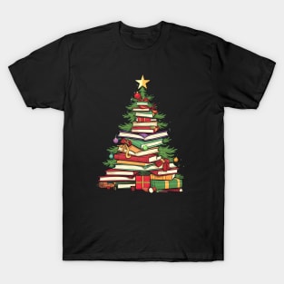 Bookworm Christmas Tree books T-Shirt